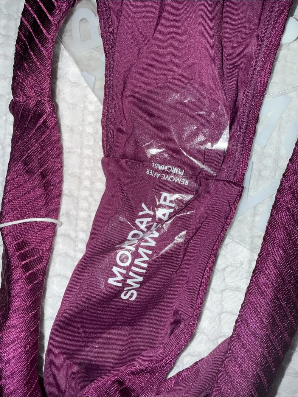 NWT Monday Swimwear Byron bikini bottoms eggplant purple ribbed size large